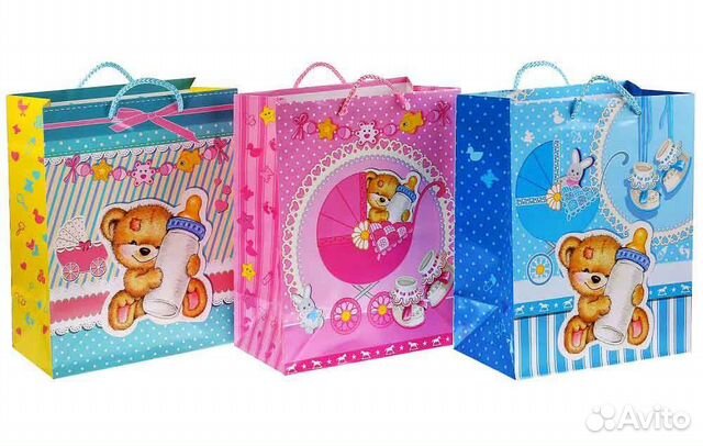 Пакет подарочный 26*32*14см. Для новорождённых