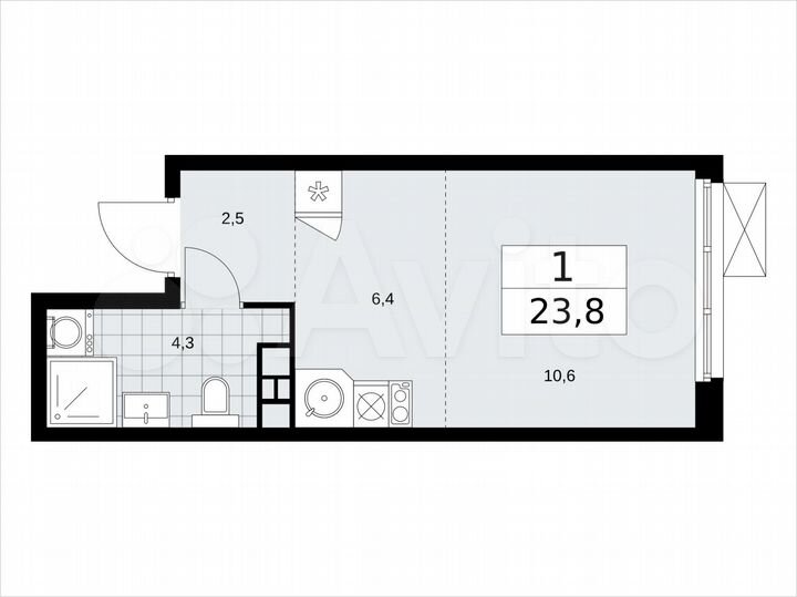 Квартира-студия, 23,8 м², 4/18 эт.
