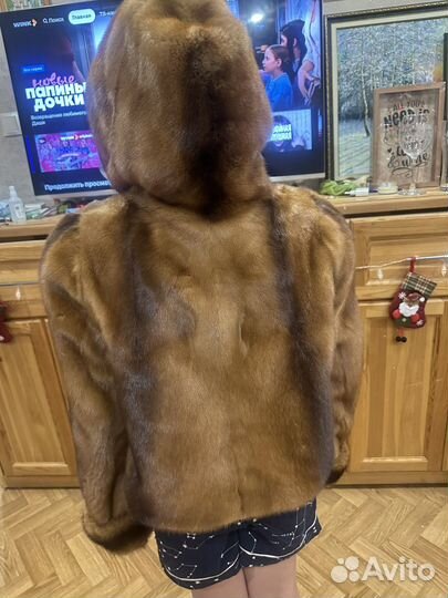 Полушубок норка с капюшоном 42-44