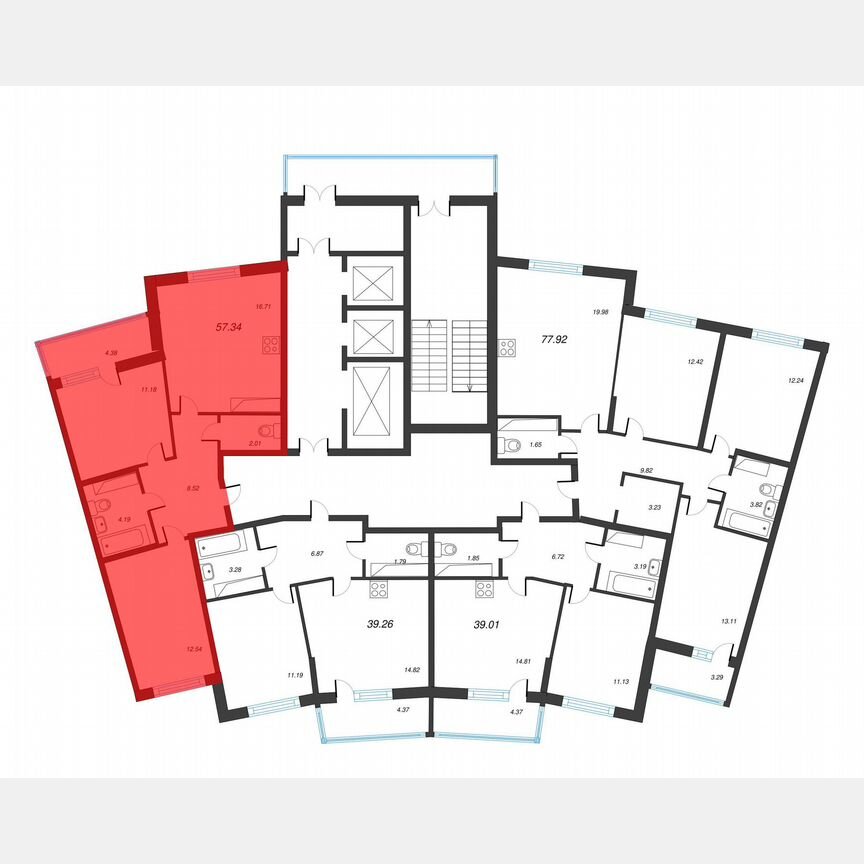 2-к. квартира, 59,5 м², 22/22 эт.