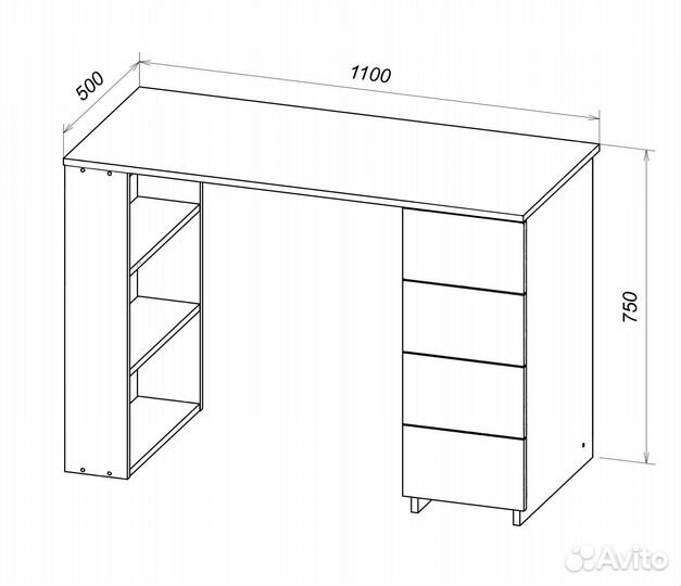 Письменный стол с тумбой