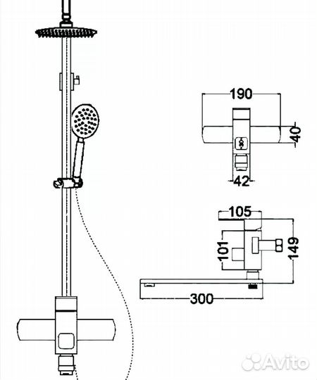 Душевая система с тропическим душем Hansen HN31304-F белый