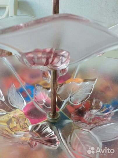 Ваза цветное стекло двухярусная