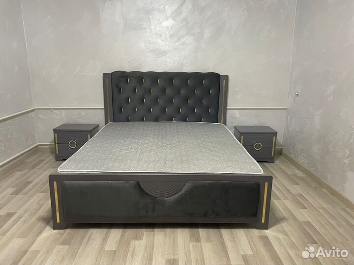 Спальный гарнитур Бодрум серый с 6-и дв. шкафом