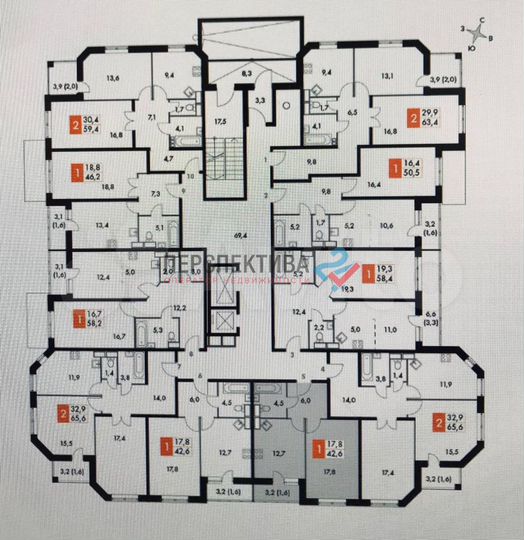1-к. квартира, 42,6 м², 2/14 эт.