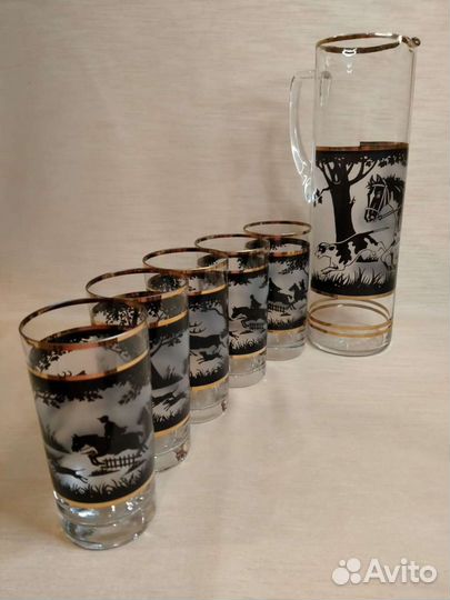 Кувшин со стаканами Охота Богемия