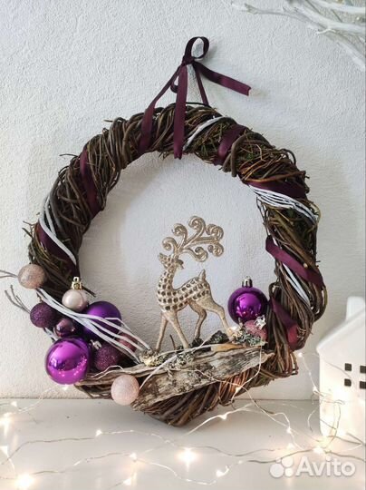 Новогодний венок, подсвечник новый год декор