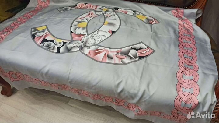Платок шаль 135см chanel twill silk италия