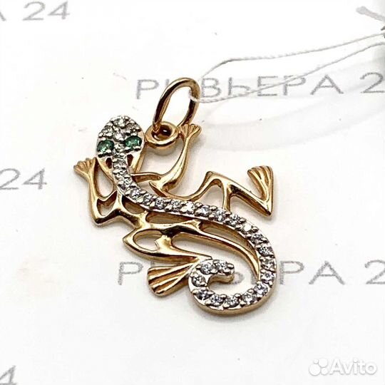 Золотая подвеска с фианитами 585 пробы 2.26 грамм