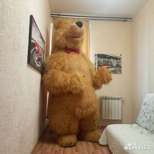 Надувной костюм бурого медведя, косюм аниматора