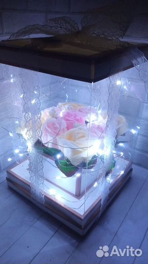 Мыльные розы в коробке