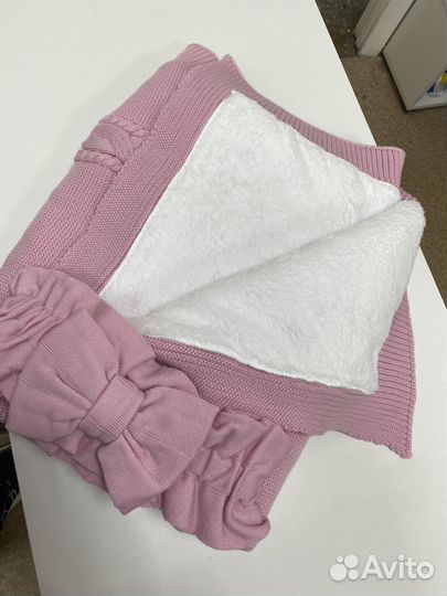 Одеяло плед с бантом новый на меху