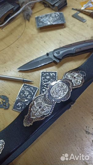 Мужской кожаный ремень ручной работы