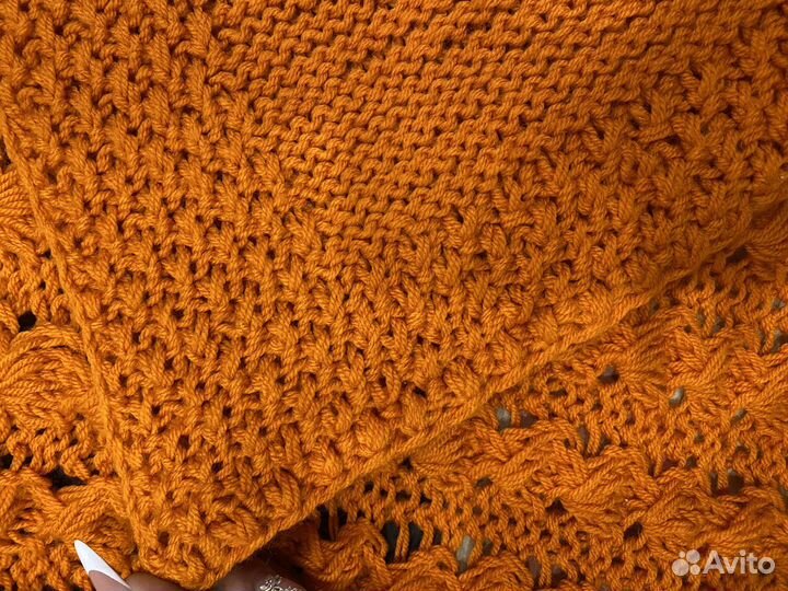 Плед ручной работы, на спицах покрывало