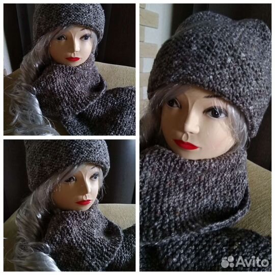 Вязаные комплекты ручной работы Шапка+