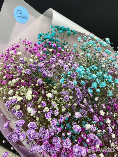 Букет из 11 веточек цветных гипсофил