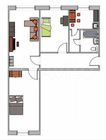 3-к. квартира, 59 м², 1/5 эт.