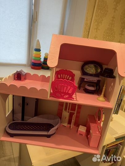 Кукольный домик с мебелью большой