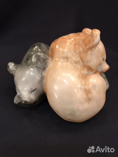 Спящие медвежата.лфз.1950-е гг.Фарфоровая статуэтк