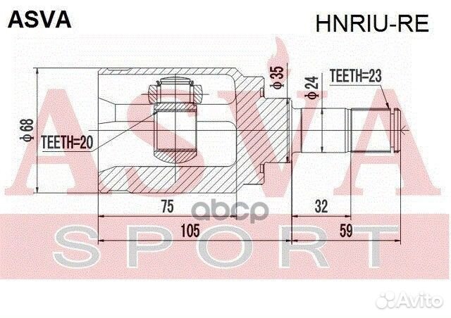 Шрус внутренний задний 20x35x23 hnriu-RE asva