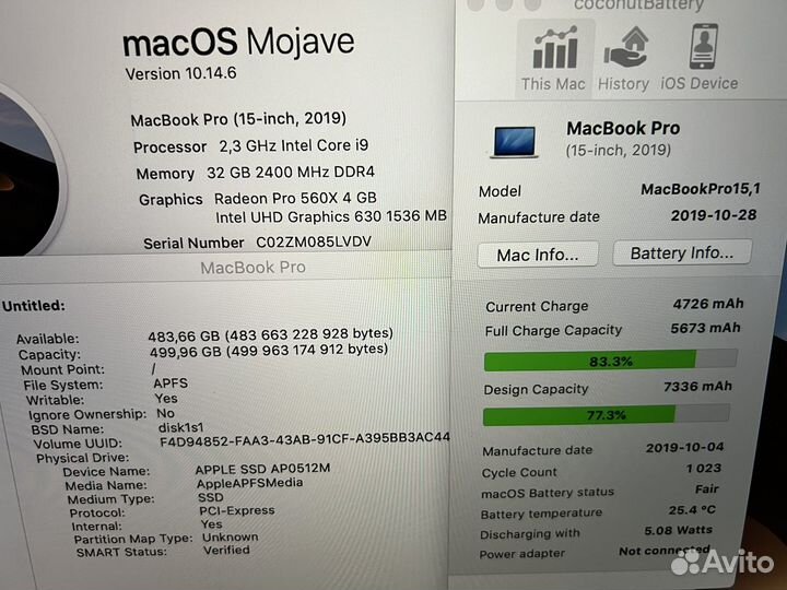 MacBook Pro 15 2019 i9/32Gb/500Gb