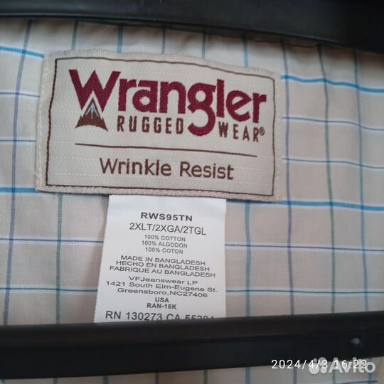 Летняя рубашка wrangler из США размер 2XL (XXL)