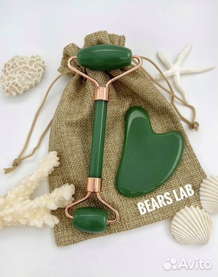 Массажный ролик и скребок гуаша + массажное масло