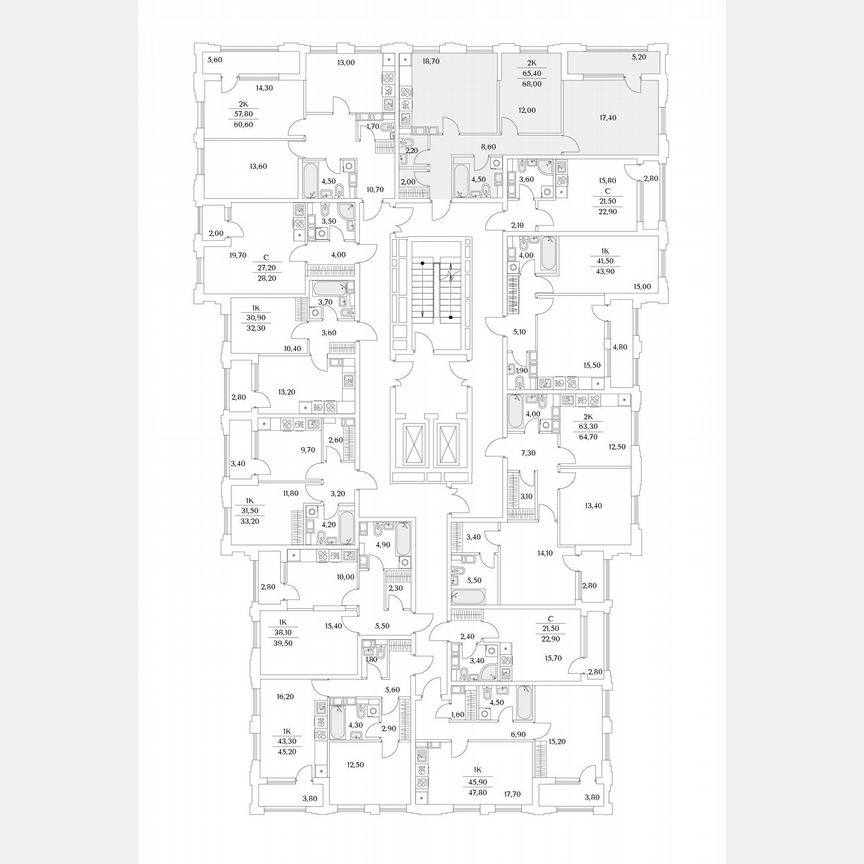 2-к. квартира, 68 м², 9/13 эт.