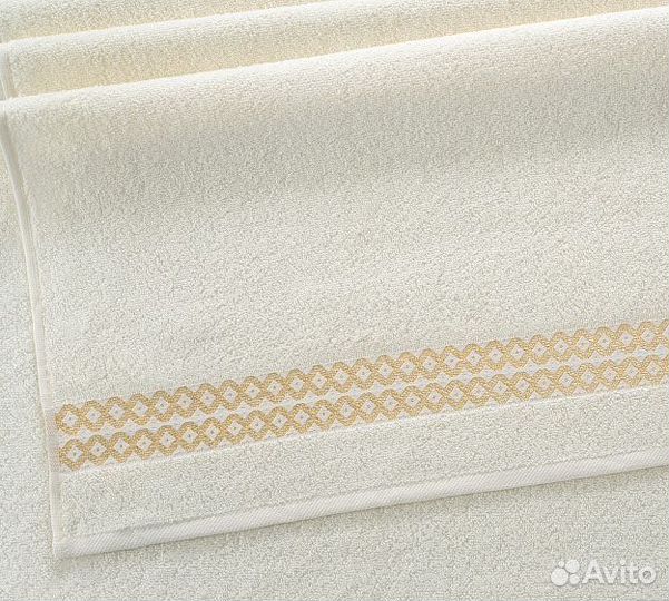 Полотенце 70/130 см махра Блеск кремовый по це