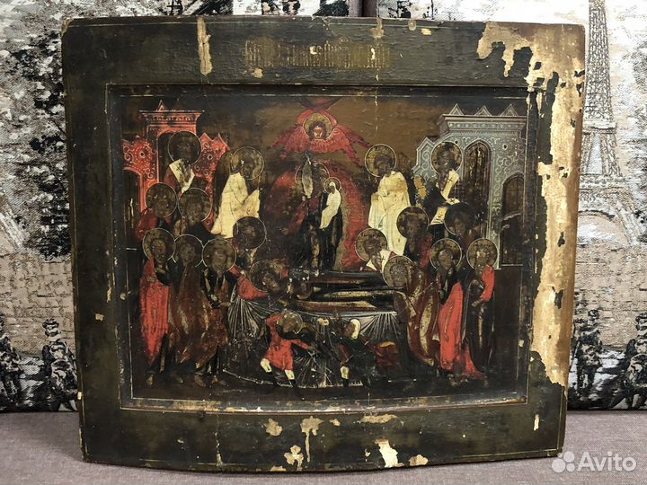 Антиквариат Икона Мария серебро