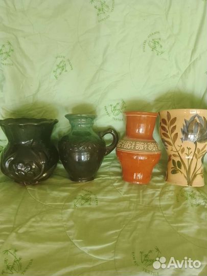 Глиняный вазы, кувшин и крынка СССР