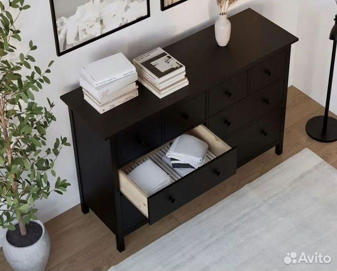 Комод хемнэс (hemnes) 8 ящиков черный