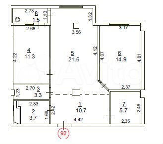 2-к. квартира, 72,7 м², 7/8 эт.