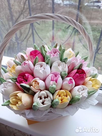 Букеты из зефирных цветов