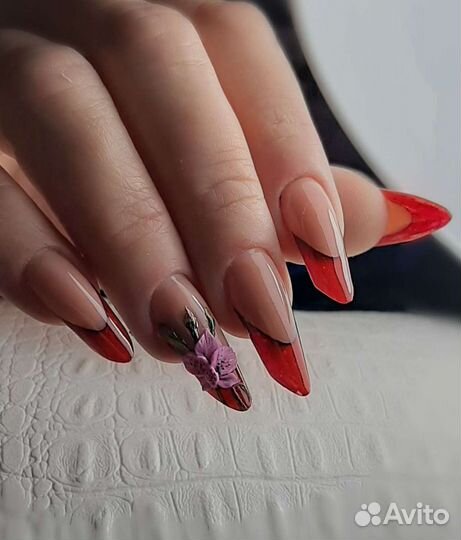 Выкладной френч. Маникюр. Гель-лак. Педикюр