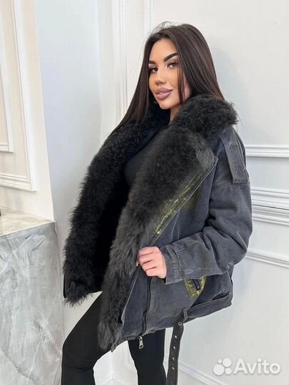 Джинсовая куртка с мехом женская