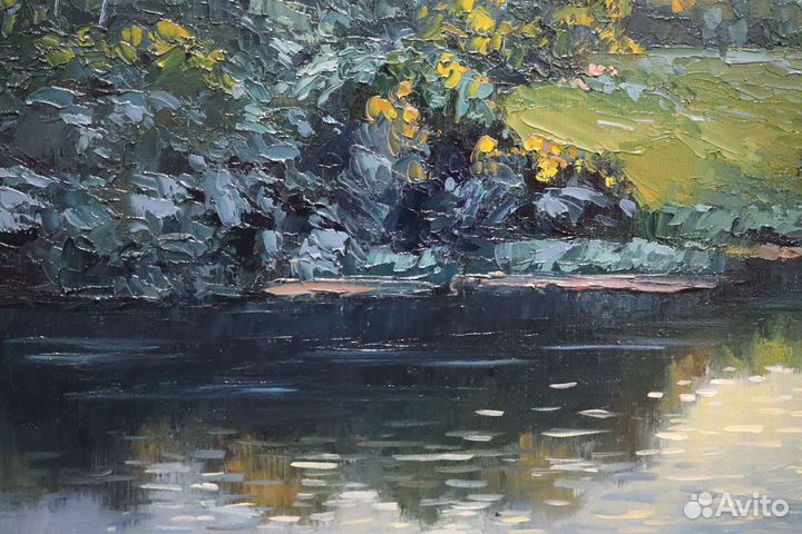 Картина маслом пейзаж речка