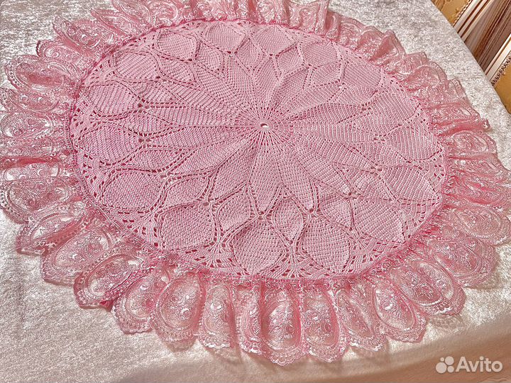 Скатерть круглая вязаная ажурная салфетка кружево