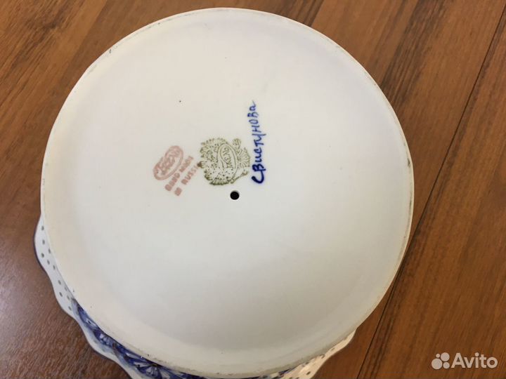 Ваза Большая Фарфор Гжель Позолота 33см Новая