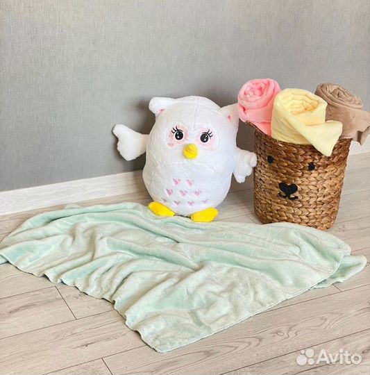 Мягкая игрушка-подушка Сова с пледом 3 в 1