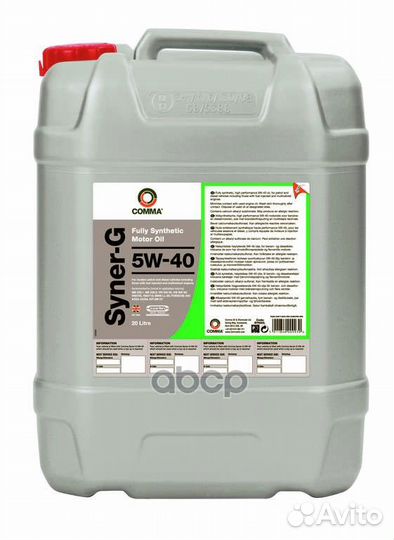 Comma 5W40 syner-G (20L) масло мот. син acea