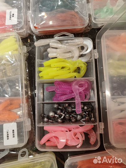 37шт. набор приманка силикон джиг виброхвост