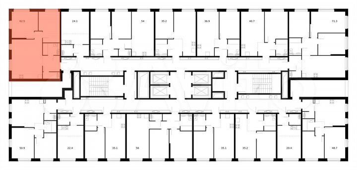 2-к. квартира, 62,5 м², 12/32 эт.