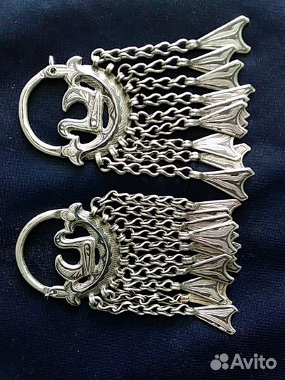 Височные серьги серебряные 19 века