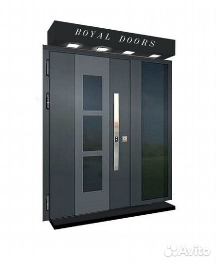 Уличная металлическая дверь в стиле Хай-Тек