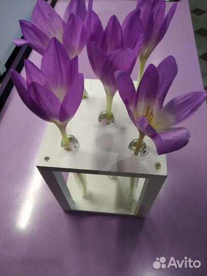 Ваза деревянное кашпо с пробирками