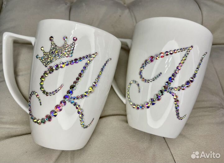 Инкрустация кружек, бокалов с инициалами