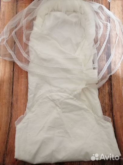 Нарядная пелёнка /кокон с вуалью для выписки