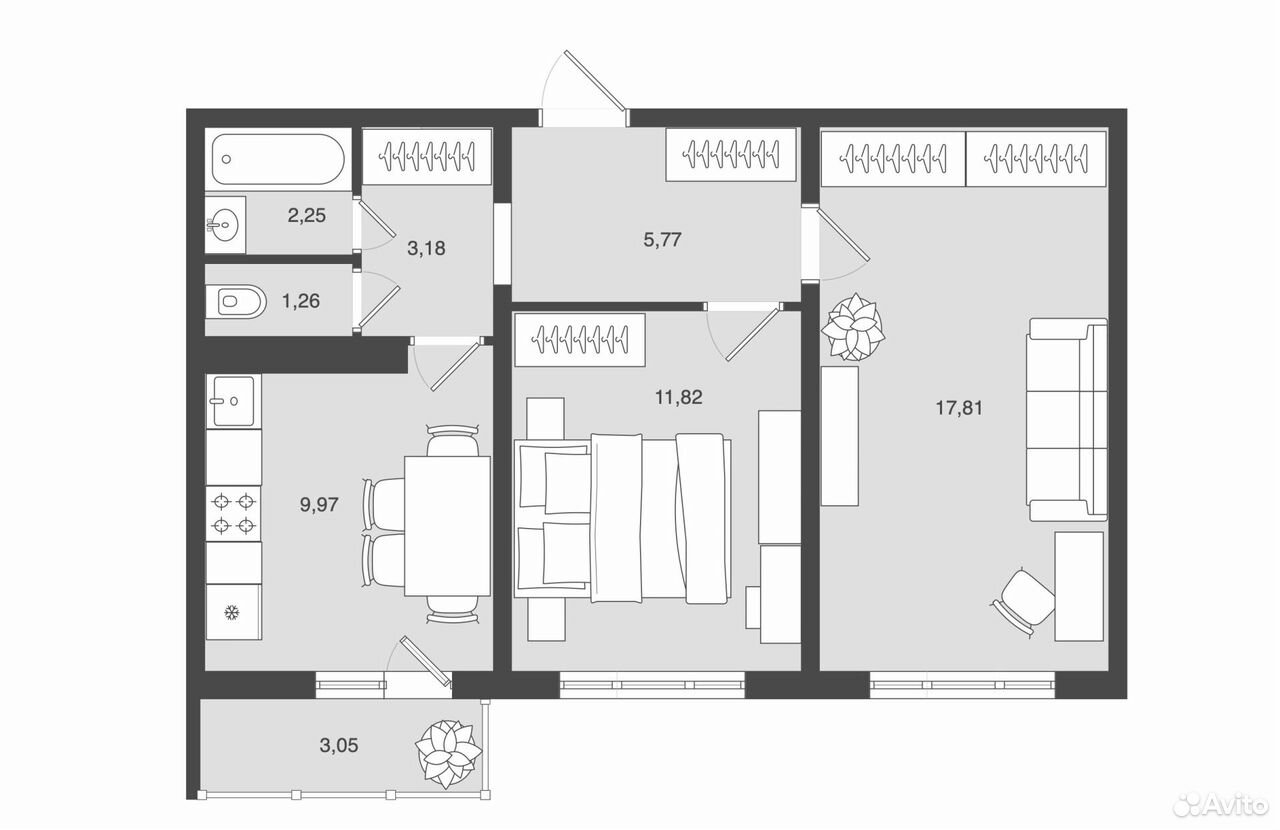 2-к. квартира, 53 м², 5/10 эт., Херсон