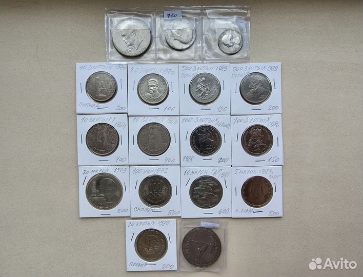 Юбилейные памятные монеты Польша ГДР фрг Япония др